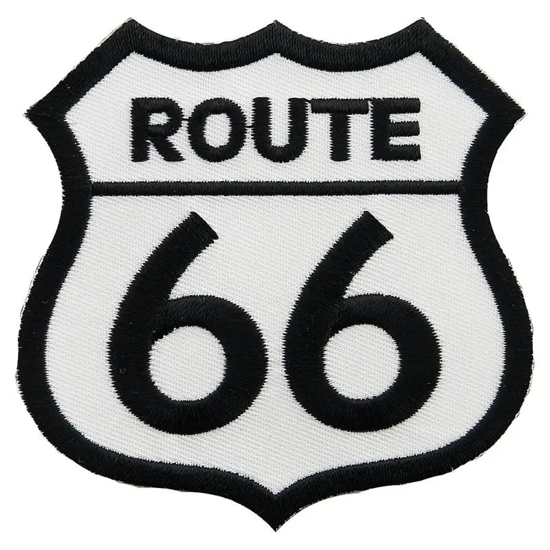 

2018 Special Offer Time-limited Handmade 3d Stickers Parches Route 66 Patch White Iron-on Highway Road Sign Biker Emblem