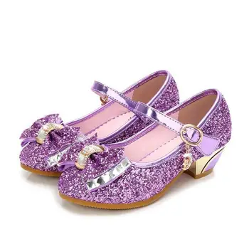 

Size 26-37 Girls Sandals High Heel Leather Buckle Strap Children's Princess Gladiator Bowtie Shoes Soft Kid Shoes enfant