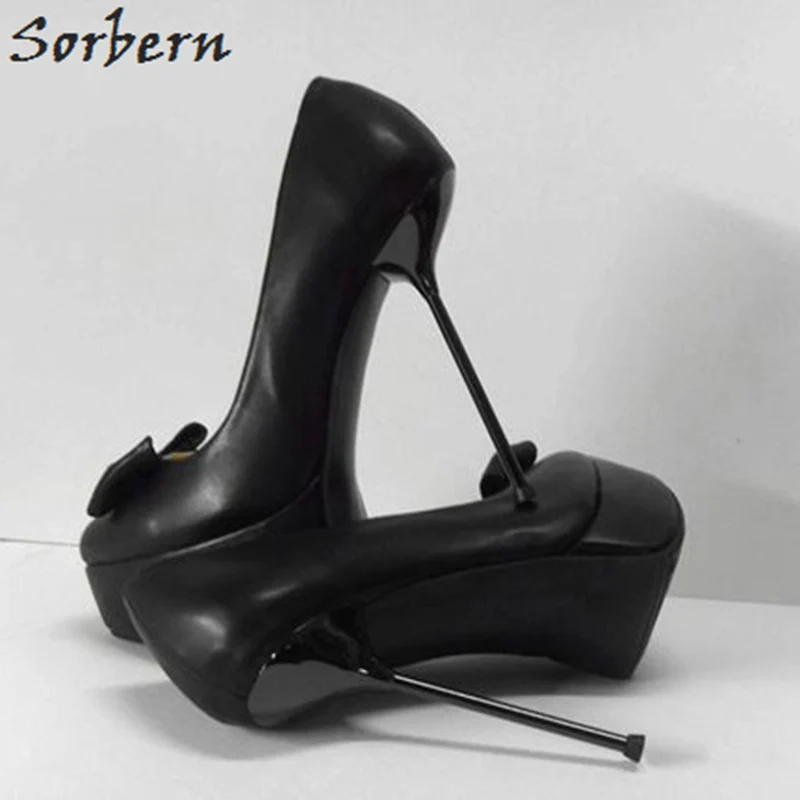 Sorbern Erogenous 14Cm 16Cm Thin Metal High Heel Women Pumps Bow Knot Chinese Size 32-52 Platform Shoe Stilettos Pole Dance Shoe