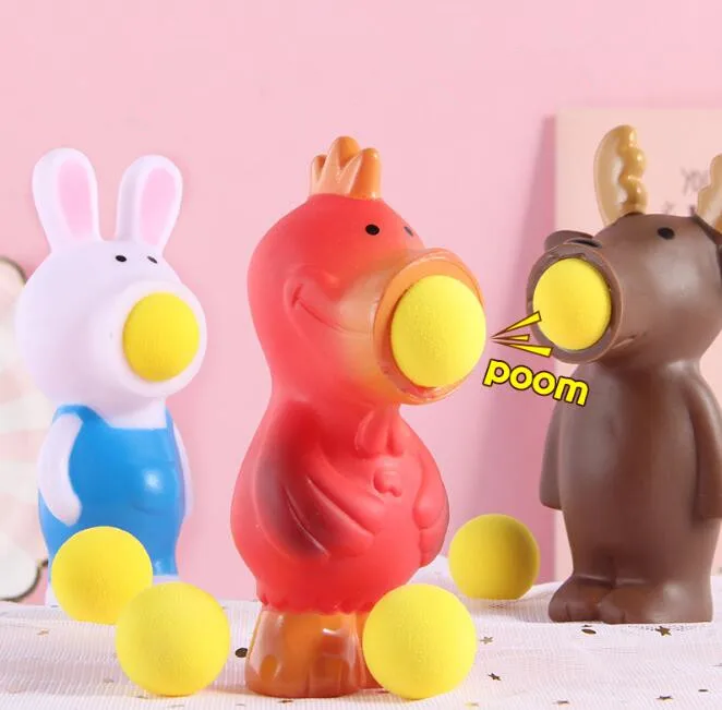 

Entertainment Fun Animal Elk/cock/dinosaur Ejection Creative Vent Decompression Catapult Spitting Ball Toy 1 Animal+5 Balls