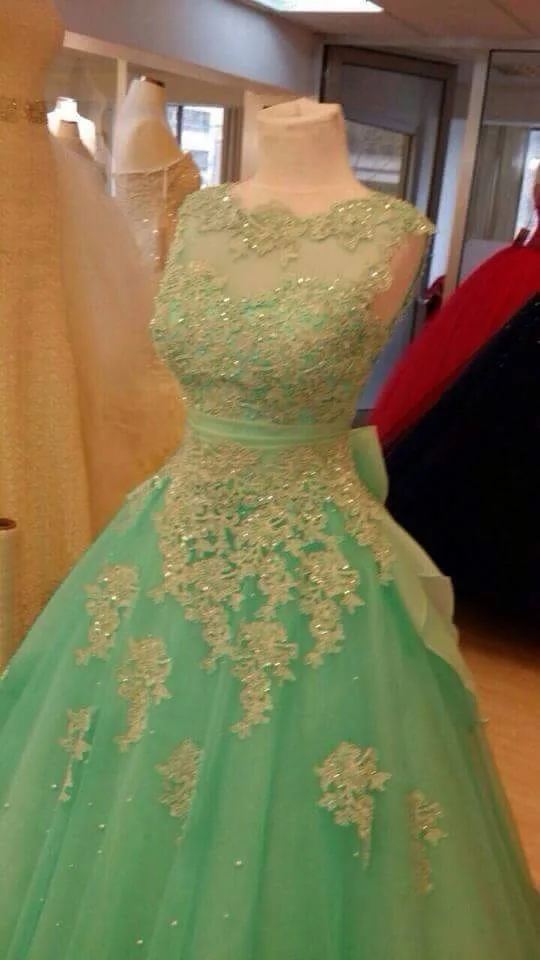 

Delightful Green Lace Appliques Prom gown 2018 vestidos de festa Zipper Back Evening Party Gown Mother of the Bride Dresses