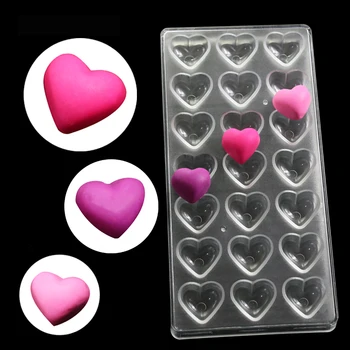 

Hearts Chocolate Candy Molding Tray Pudding Mould Fondant Cake 21-Cavity Polycarbonate Handmade Baking Tools