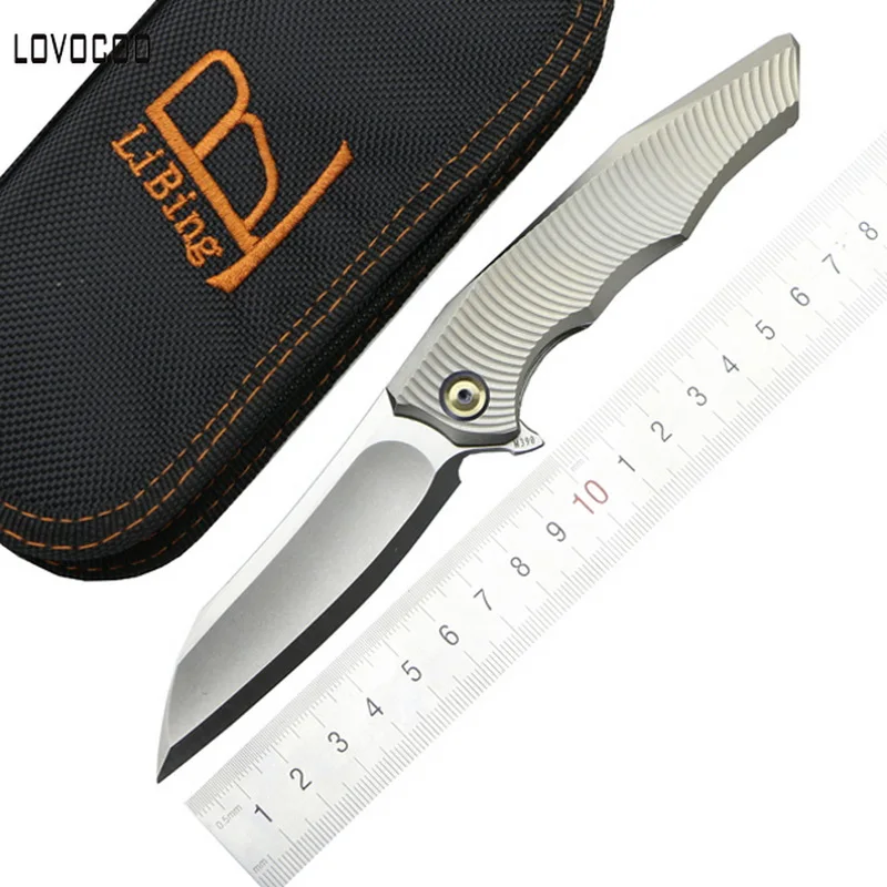 

LOVOCOO Li Bing-3 Flip Folding Knife M390 Blade TC4 Titanium Alloy Handle Camping Hunting Pocket Fruit Knife EDC Tactical Tools