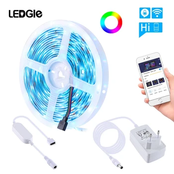 

LEDGLE 16.4ft 150 LEDs WiFi Smart LED Strip Ligh Wireless APP Control Dimmable LED Tape Lights Color Changing Music Rope Light