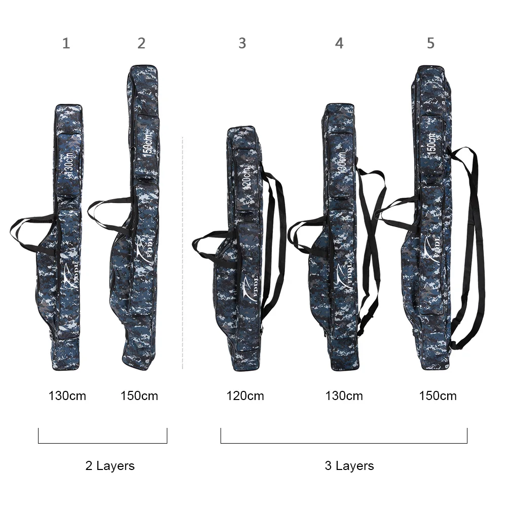FDDL Портативный сумки для рыбалки 2/3 Слои складная сумка для рыболовной удочки для рыбалки Для Хранения Чехол 120/130/150 см 1680D холст для песка