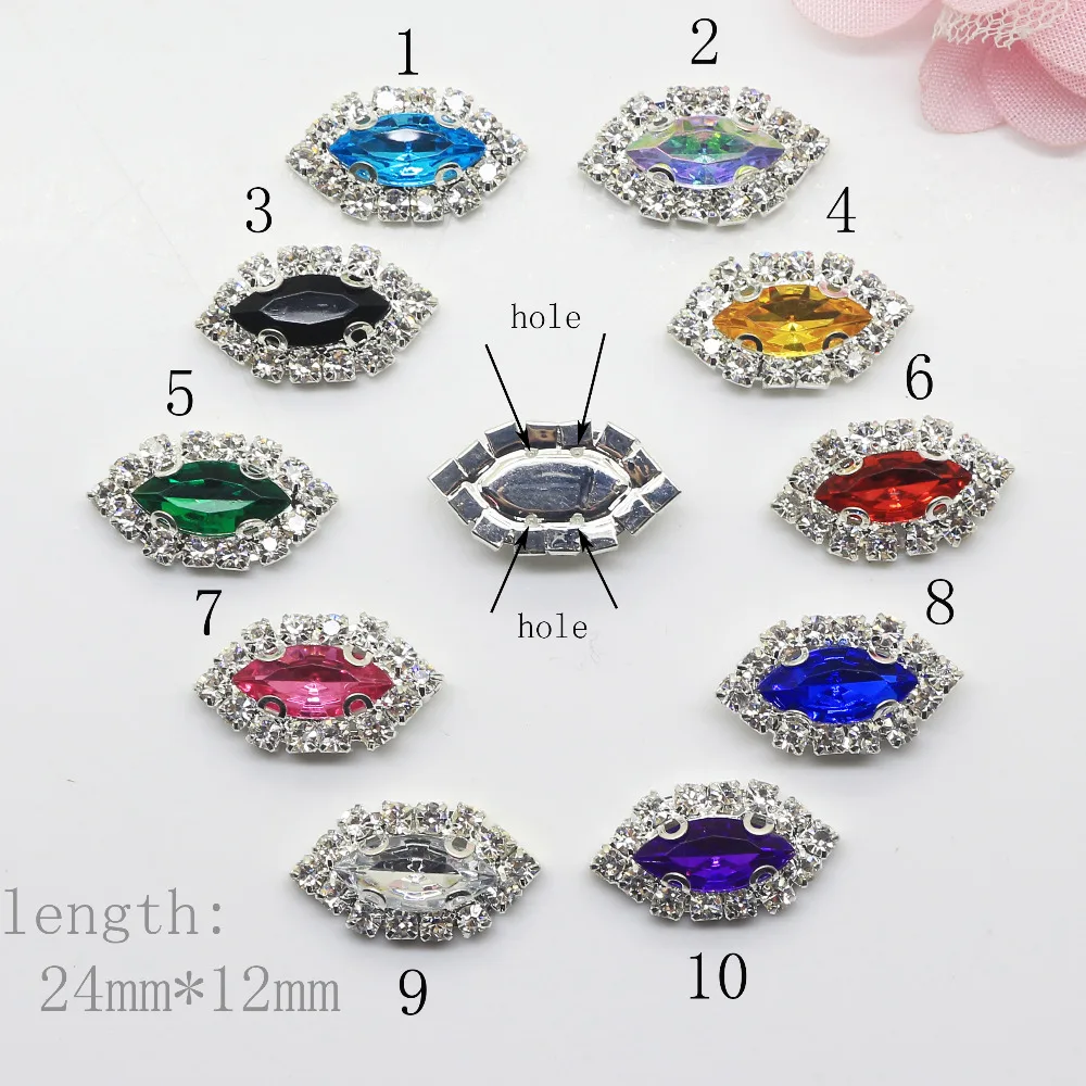 

10pcs rhombus acrylic rhinestone button/Wedding Sewing Decorative Buttons/Mix-Colour DIY Girl Hair Ribbon Accessory 23*13mm
