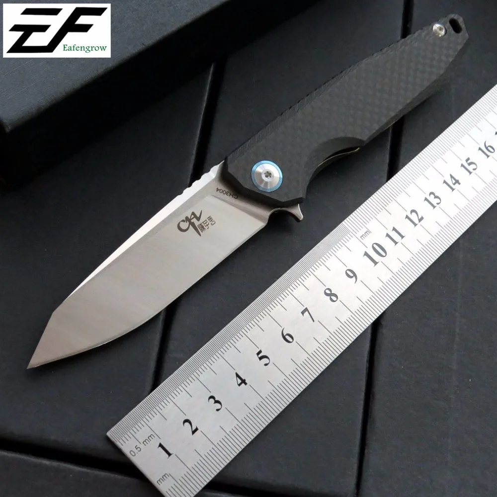 Eafengrow CH3004 CH folding knife AUS-8 Blade ball bearings titanium + carbon fiber handle camping hunting pocket Knives