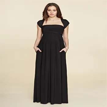 

Maternity Women Dress Summer Sleeveless Sexy Ankle Length Dress New Mom Western Style High Elastic Waist Sashes Floor Dresses