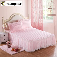 Dreampatar, розовая, фиолетовая, однотонная хлопковая одно-, двуспальная наматрасник, Нижняя юбка, Двухслойное покрывало, покрывало, постельное белье BY151B