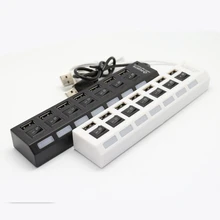 USB High Speed 480 Mbps Adapter 7 Ports Usb Hub LED USB Hub with Power on Off Switch for PC Laptop Computer PC Laptop with ON/OF