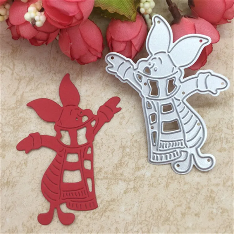 

Winter cute pink pig cartoon doll movie Metal Cutting Dies Stencils Scrapbooking Photo Album Card Paper Embossing Craft DIY