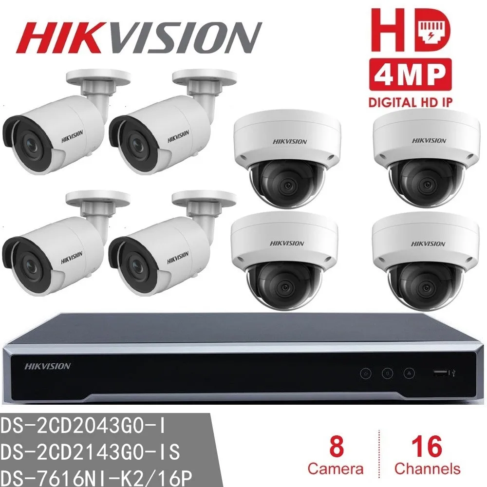 Hikvision Surveillance Kits NVR DS 7616NI K2/16P 16CH 16POE + 4pcs DS