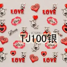 2 шт TJ100-Silver дизайн ногтей милый Золотой стикер ко Дню Святого Валентина стикер для ногтей