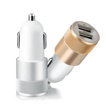 

EAFC Dual USB Car Charger Charging Metal Flat Mobile Phone Universal Charging 2.1V Small Steel Cannon Car Charger