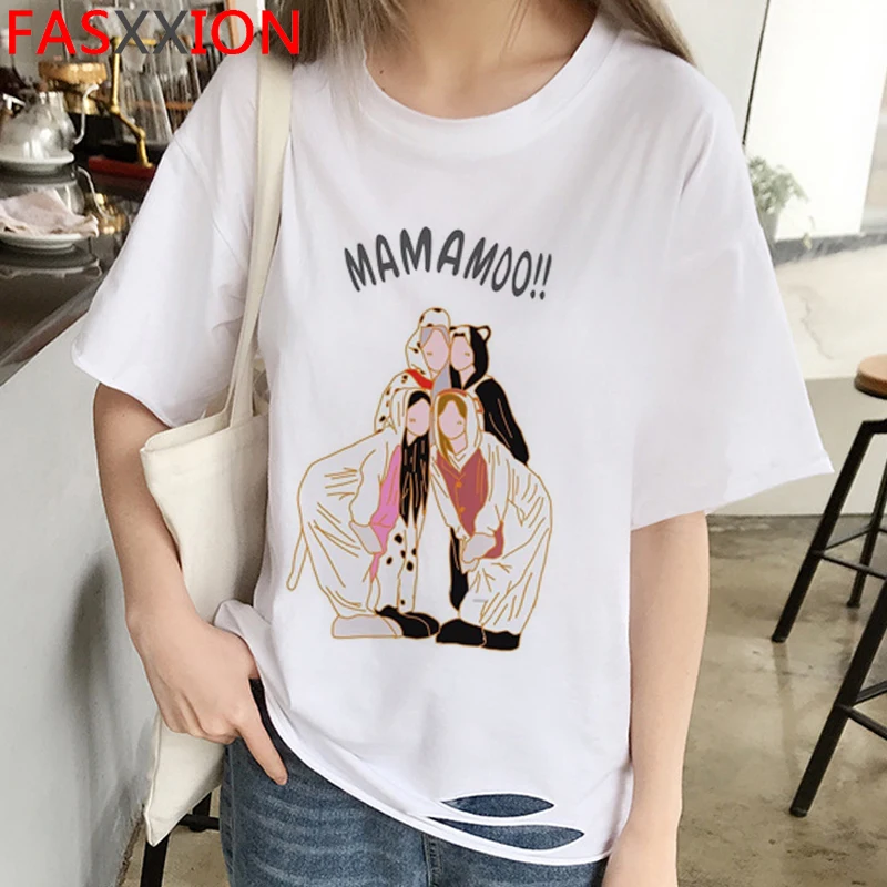 Новейшая футболка Mamamoo Женская эгоистичная белая с ветром звездная ночь красная