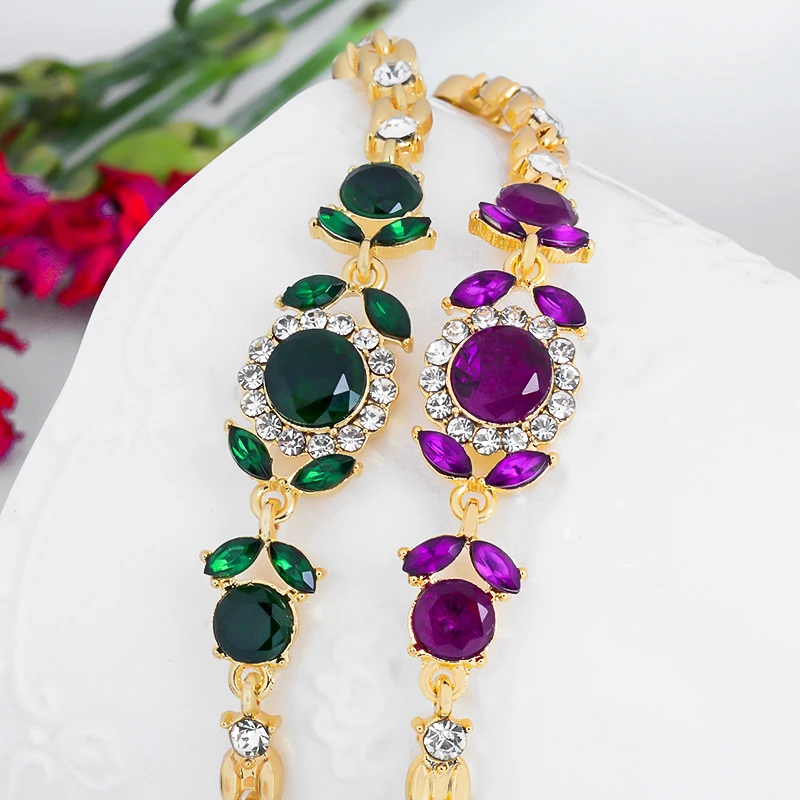 MISANANRYNE роскошный кристалл свадебные браслеты для женщин австрийский кристалл браслет Фиолетовый/черный цвет браслет бижутерия