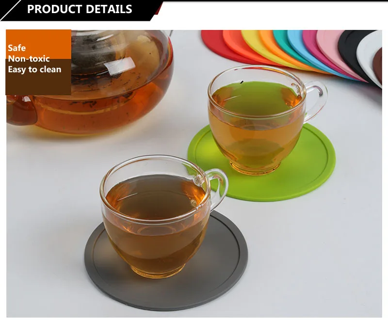 10CM Round Silicone Coaster Creative Simple Candy Colors Placemats Waterproof Non-slip Insulated Tea Coffee Coaster Table Mat    (21)