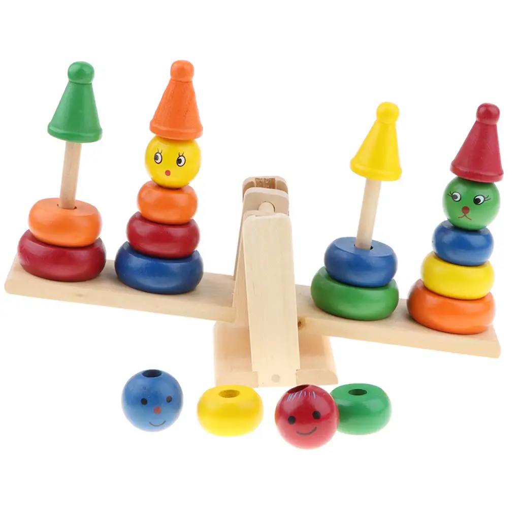 Wooden Blocks Stacking Sorting Balance Game Early Learning Educational Toys Birthday Gift for Children Toddler Kids