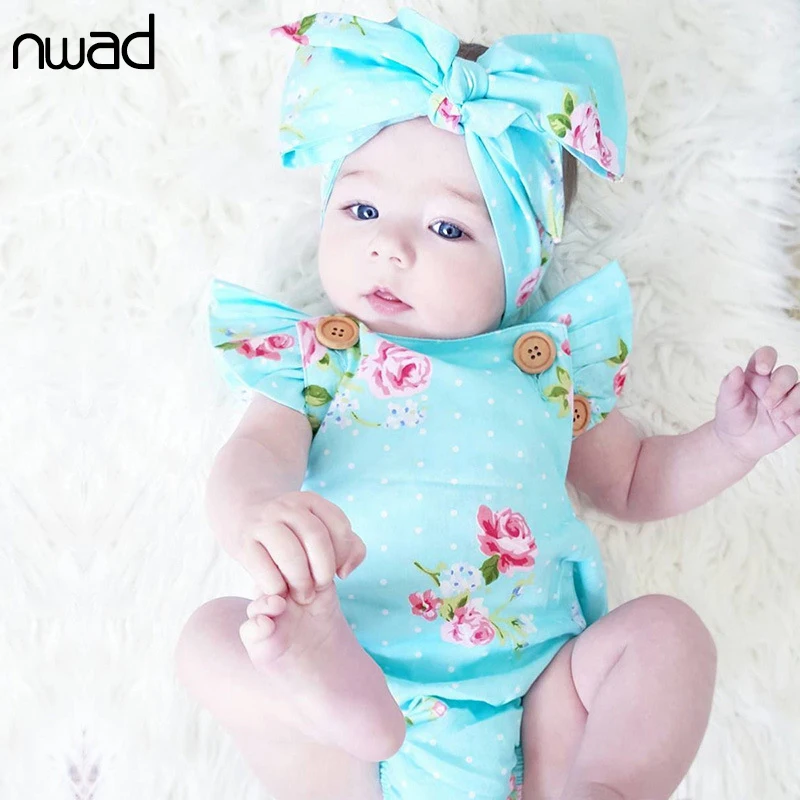 NWAD Floral Romper Baby Girls Infant Rompers Jumpsuit Cotton Sleeveless