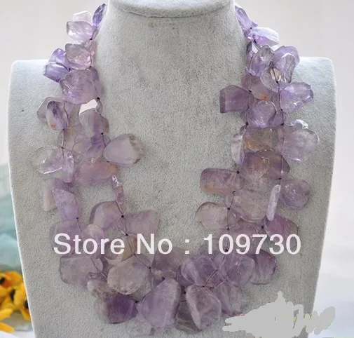 

Jewelry 0012447 Nature 2row 19" 30mm lavender Flake Amethyst necklace