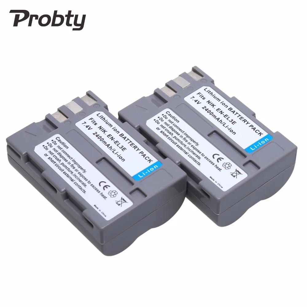 

Probty 2Pcs 7.4V 2400mAh EN-EL3e EN EL3e ENEL3e Rechargeable Battery For Nikon D70 D70S D80 D90 D100 D200 D300 D300S D700 Camera
