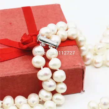 

6-7mm White Natural Freshwater Pearl Lucky Beads 2ROWS Necklace Chain DIY Jewelry Making 11.11 Women Girls Gifts Accessories