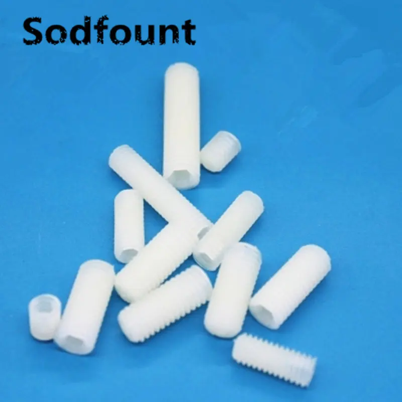 

100pcs/lot M4 M5 nylon hex set screw Plastic machine screw Headless screw