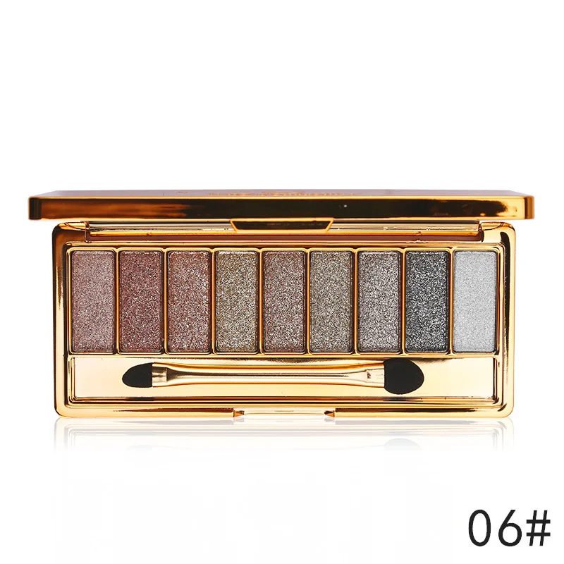 Professional Makeup Eyeshadow Palette 9 Color Dazzle Bright Eye Shadow Maquillage Makeup Shine Smoky Palette Make Up - Цвет: 06