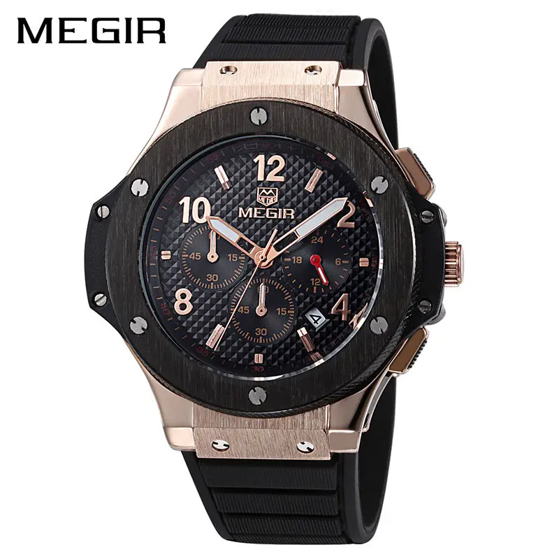 MEGIR Date Men S Watch 3 Workable Sub Dials Quartz Sport Watch Military Watch Men Wristwatch