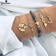 Yiustar Новое поступление Многослойная Веревка Карта Сердце Браслеты для женщин девушки ювелирные изделия БОБО Бесконечный Браслет возлюбленной Для Подружек