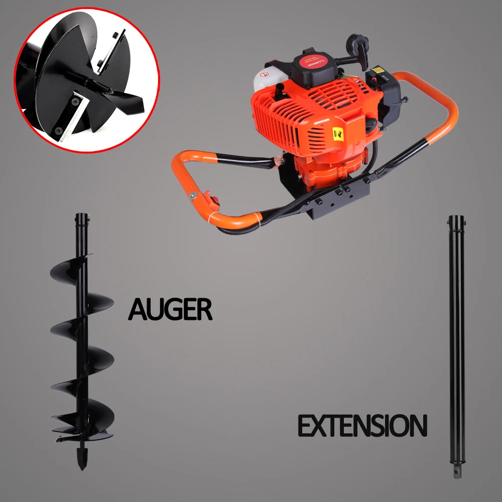 NEW 71cc 2.8kw Post Hole Digger Earth Auger Petrol Drill Bits Fence Borer Professional 200mm drill and 60cm extend pole