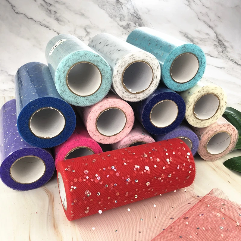 

Glitter Sequin Tulle Roll 25 Yard 15cm Spool Tutu Wedding Decoration Baby Shower Organza Laser DIY Craft Birthday Party Supplies
