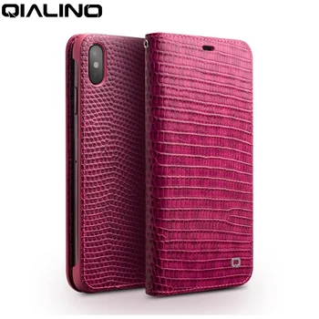 

QIALINO Genuine Leather Phone Case for iPhone X/XS/XR Fashion Luxury Handmade Women Bag Card Slot Flip Cover for iPhone XS Max