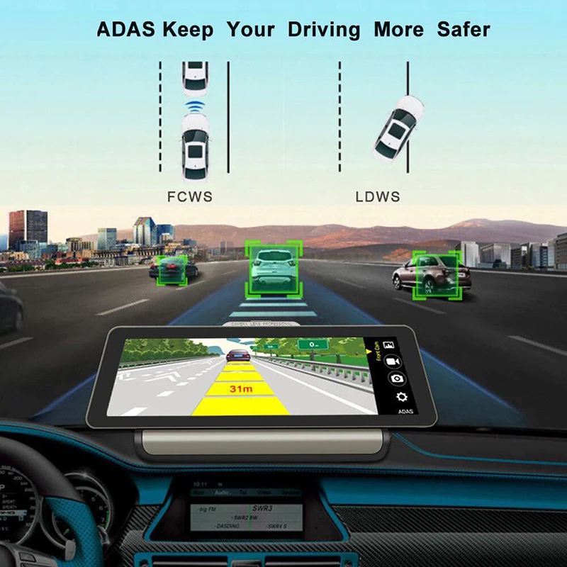 10 Inch 3G  4G Android Car DVR 1080P Video Camera GPS Navigation ADAS Full HD Camcorder Bluetooth WiFi Dual lens 19