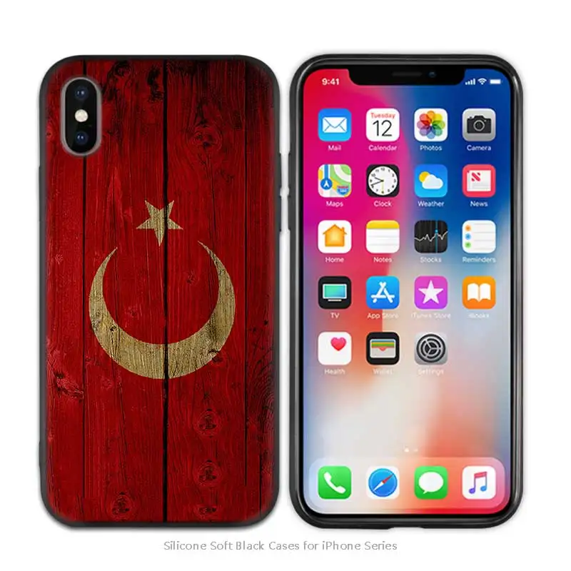 Turkey Turkish Flag Black Scrub Anti-knock TPU Silicone Case Cover for iPhone X XS XR XS 11 11Pro Max 7 8 6 6S 5 5S SE Plus - Цвет: A023