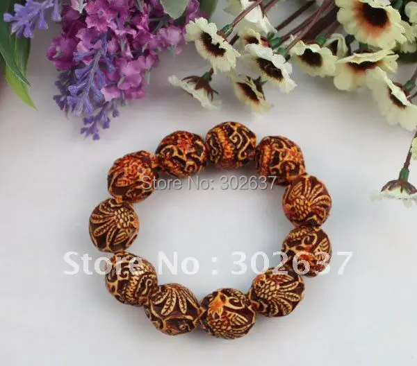 

2 шт., Китайский резной браслет из грецкого ореха, дракона, растягивающийся браслет #22141, бесплатная доставка