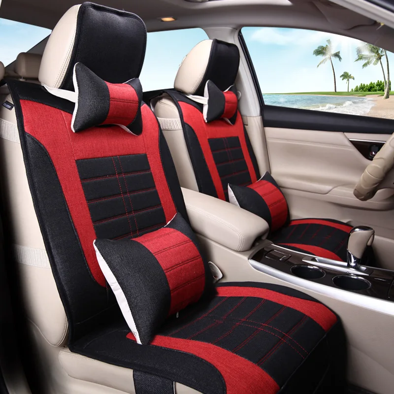 

3D Styling Car Seat Cover Flax Cushion For Hyundai i30 ix35 ix25 Elantra Santa Fe Sonata Tucson 2016 Solaris Veloster Accent,