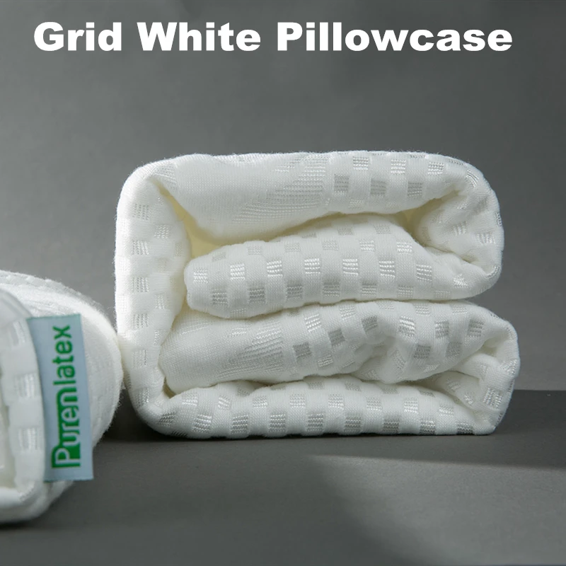PurenLatex External Pillowcase 60x40cm or 50*30cm Top Quality First Standard Cotton Pillowcase Grid White Rose White Pillowcase