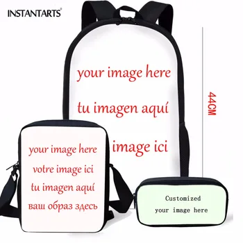 

INSTANTARTS 3PCS/Set Women Backpack Customized Your Image Here School Bags Teenager Girl Boy Mochilas Daypack Shoulder Bookbag