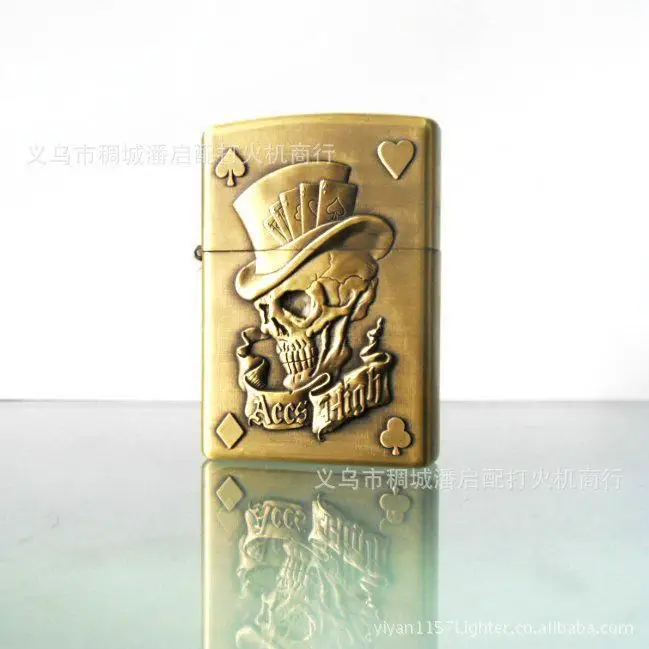

Bronze relief embossing kerosene lighters personality Metal attached present Ghost windproof oil lighters