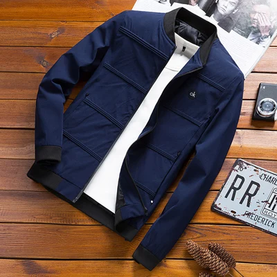 DIMUSI Mens Jackets Spring Autumn Casual Solid Color Coats Mens Sportswear Baseball Slim Jackets Male Bomber Jackets 4XL,YA845 Blue