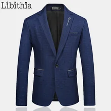 Мужская, на одной пуговице, блейзеры для мальчиков повседневная куртка M-3XL Высокое качество Модный Блейзер обтягивающая одежда мужской черный Темно-синие цвет красного вина T122