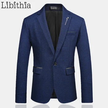 

Mens One Button Suit Blazers Casual Jacket M-3XL High Quality Fashion Blazer Slim Fit Clothes Male Black Navy Blue Wine Red T122