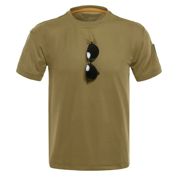 Новая быстросохнущая тактическая Боевая футболка с круглым вырезом, мужская уличная спортивная Военная армейская альпинистская походная футболка с коротким рукавом, топ для кемпинга - Цвет: Khaki