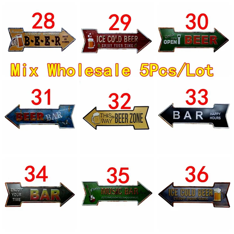 

Cold Beer Zone Restaurant Arrow Wholesale Metal Irregular Tin Signs Advertising board Wall Pub Home Art Decor 42X10CM U-20