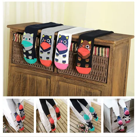 

NEW 2017 autumn whiter girls children's cartoon cat feet pantyhose jacquard cotton girls cartoon bottoming tights 100~135cm