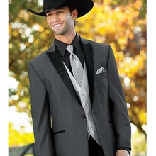 Серебристый жилет галстук серый пиджак черные штаны максимумом нагрудные одной кнопки 3 PiecesFashion Для мужчин костюмы на заказ смокинги Последние Пальто Штаны конструкции