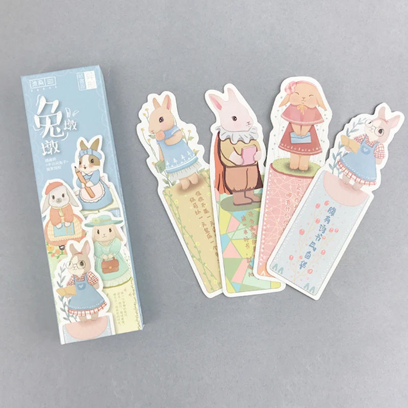8 pacoteslote bonito coelho forma papel bookmark