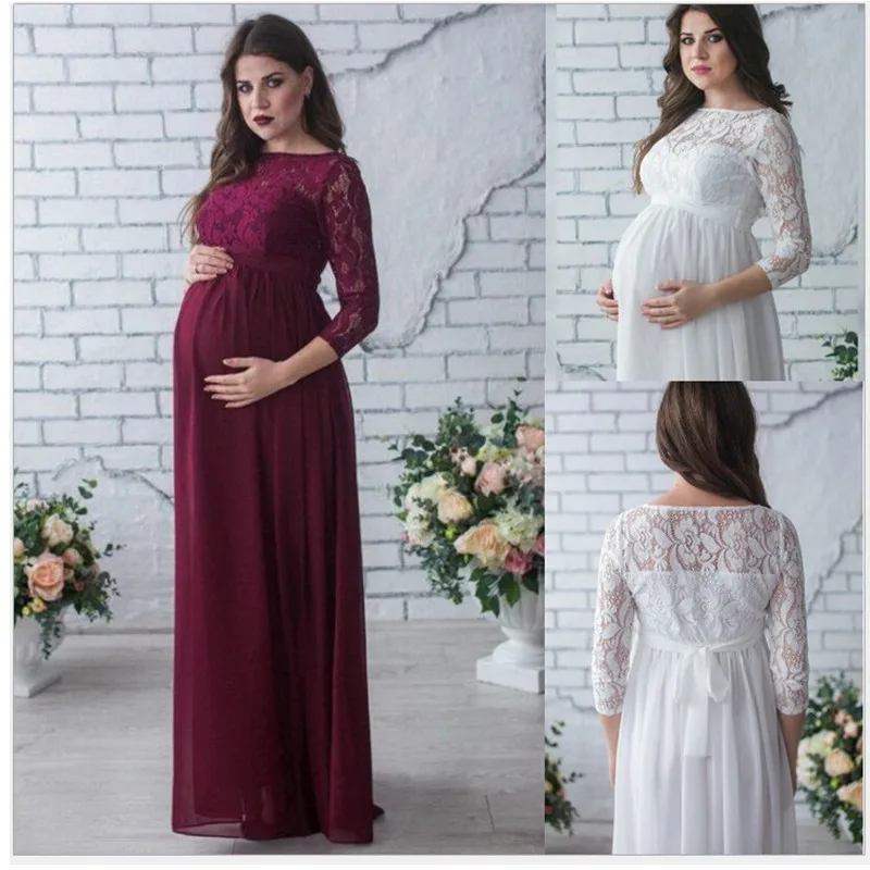 

Pregnant Mother Dress Maternity Photography Props Women Pregnancy Clothes Lace Dress For Pregnant Photo Shoot Clothing C0091