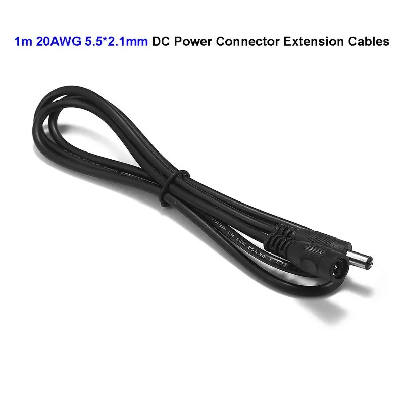 

RGB LED Strip 5V 12V DC Power Extension Cable 5.5 x 2.1mm 1m DC Jack Connector 20AWG Extend Wire For Car Charger Lamp Bulb Light